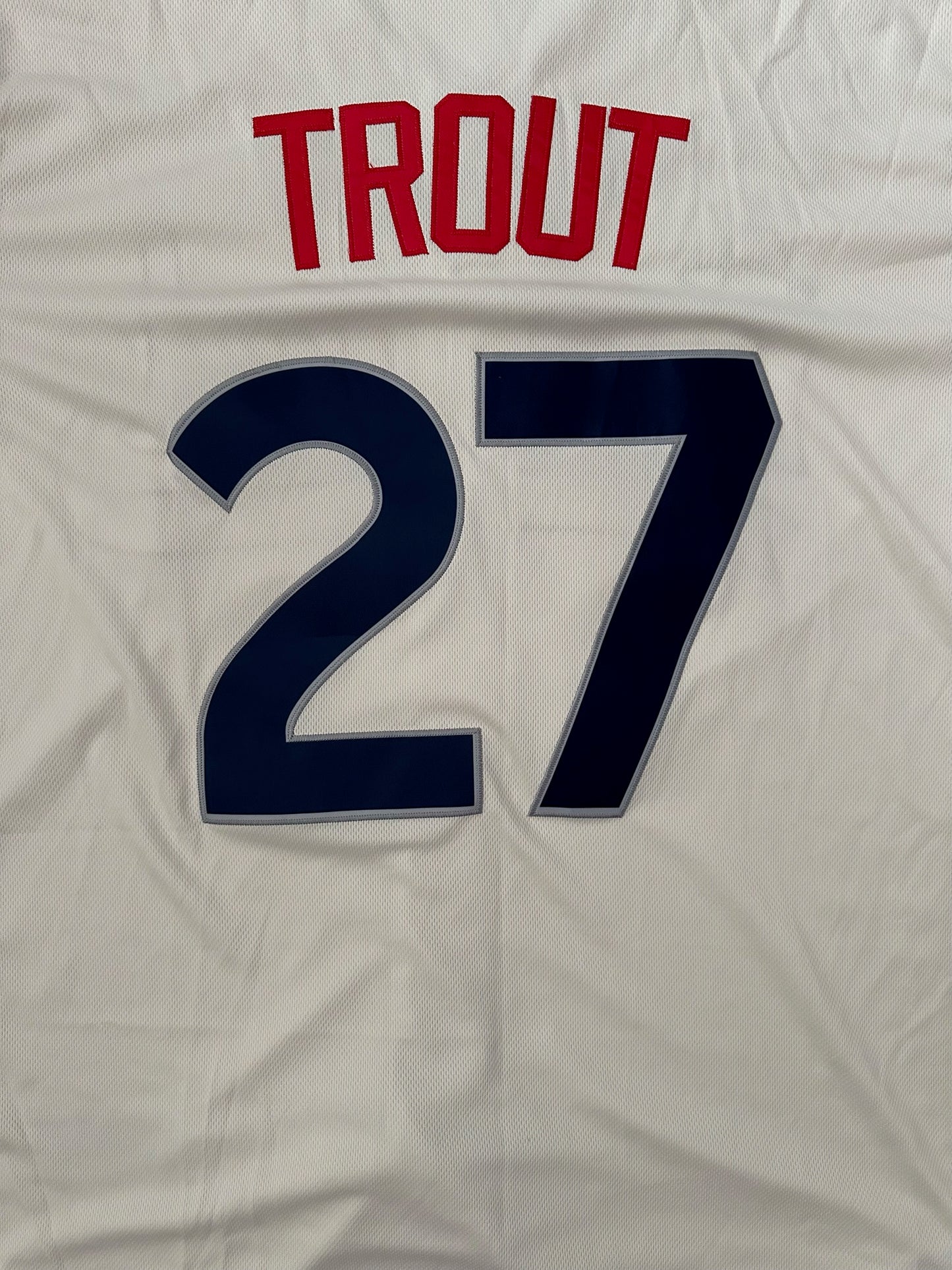LA Angels MLB Baseball Shirt Large Trout 27 White