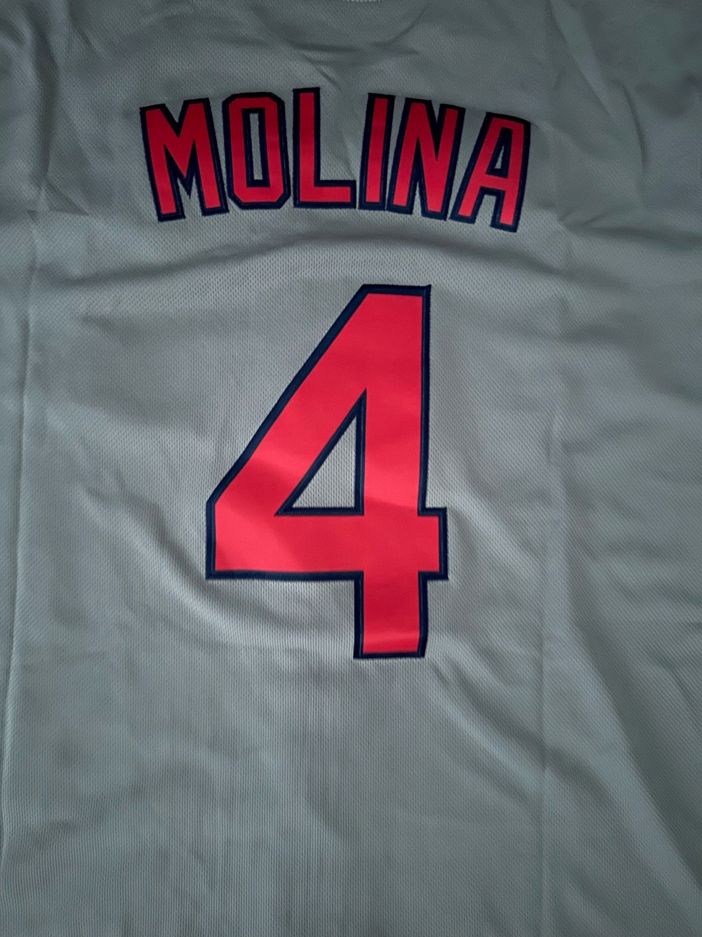 St Louis Cardinals MLB Baseball Shirt Large Molina 4 Grey