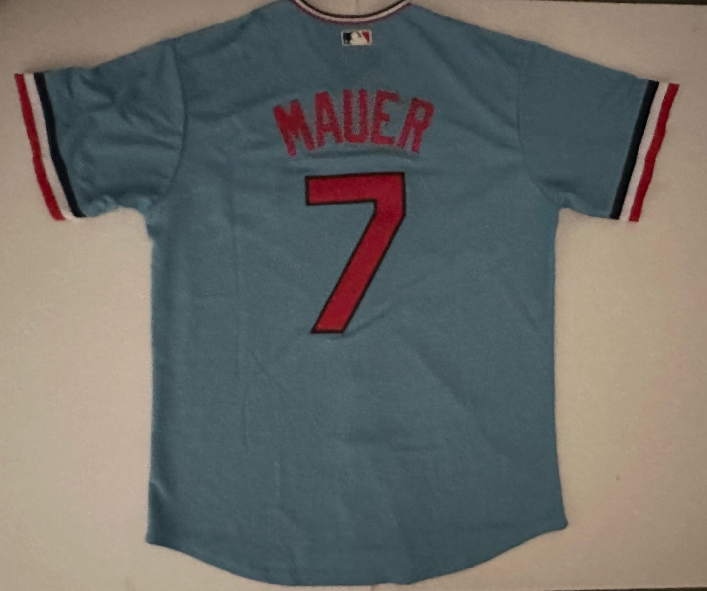 Minnesota Twins MLB Baseball Shirt Large Mauer 7 Blue
