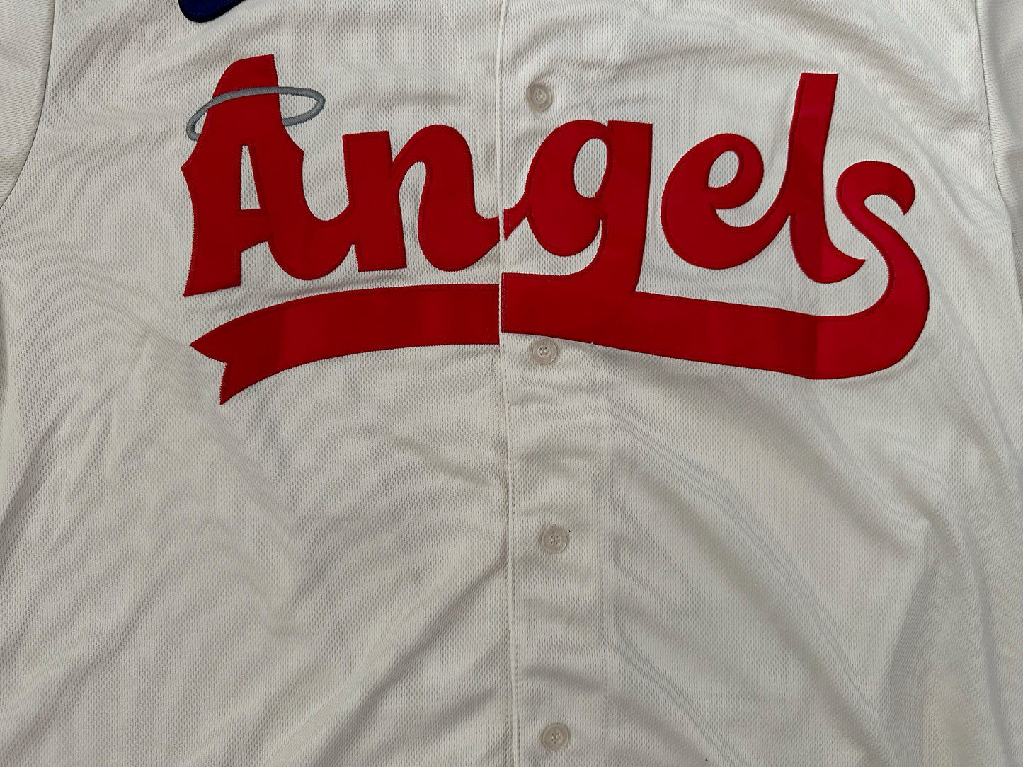 LA Angels MLB Baseball Shirt Large Trout 27 Cream