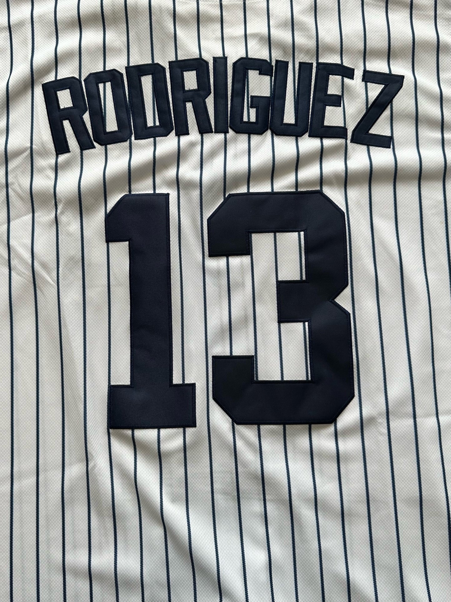 New York Yankees MLB Baseball Shirt Large 13 Rodriguez Pinstripe