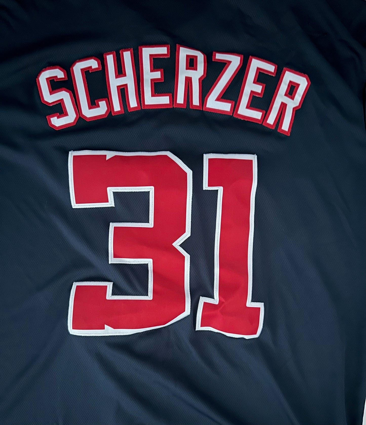 Washington Nationals MLB Baseball Shirt Large Scherzer 31 Blue