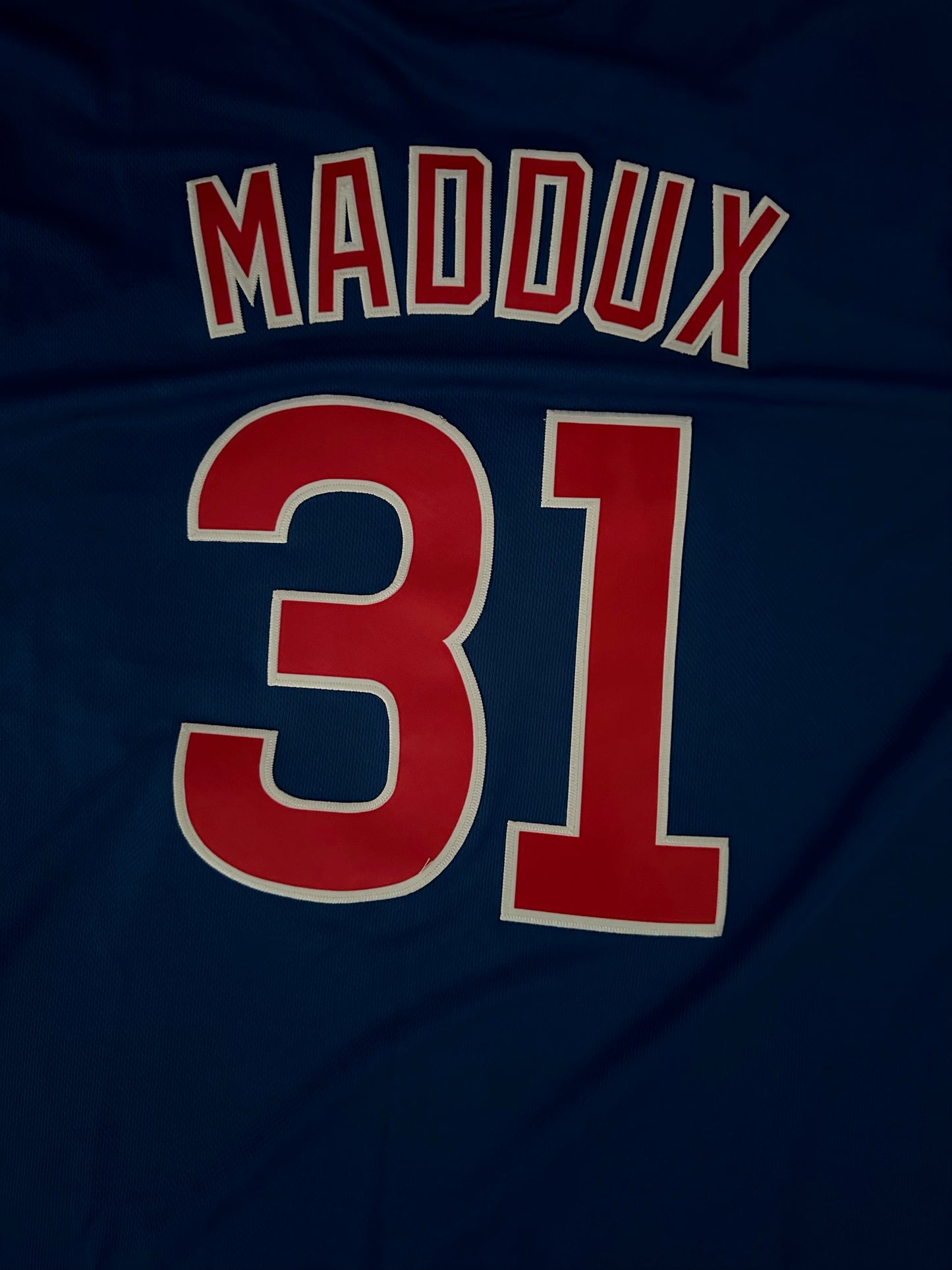 Chicago Cubs MLB Baseball Shirt Large Maddux 31 Blue