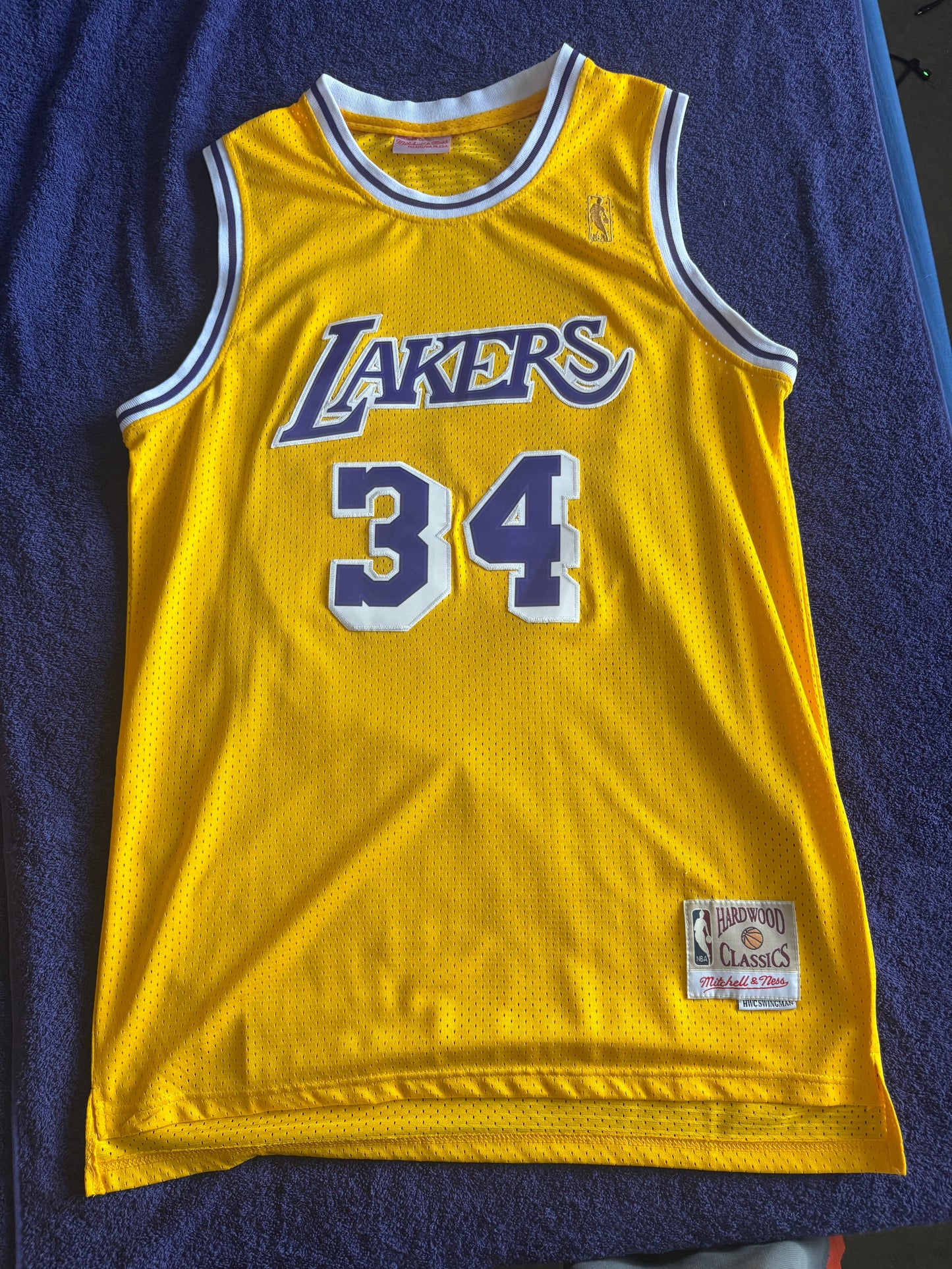 Los Angeles Lakers M&N NBA HardWood Classics Basketball Vest Large O’Neal 34