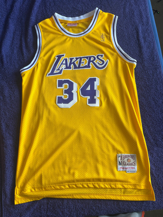 Los Angeles Lakers M&N NBA HardWood Classics Basketball Vest Large O’Neal 34