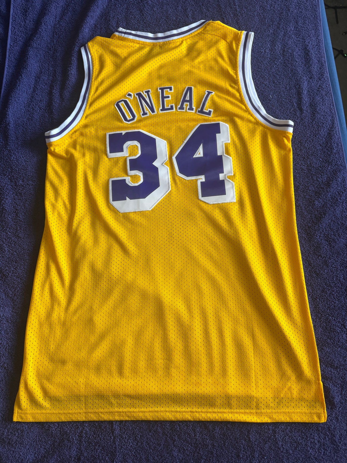 Los Angeles Lakers M&N NBA HardWood Classics Basketball Vest Large O’Neal 34