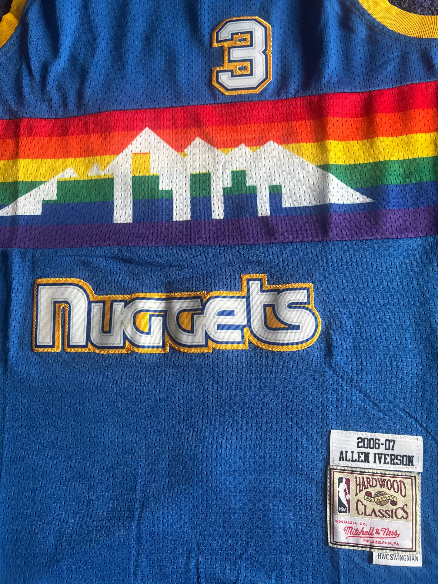 Denver Nuggets M&N NBA HardWood Classics Basketball Vest Large Iverson 3