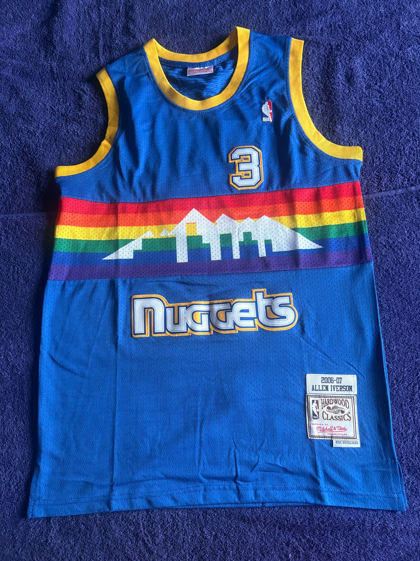 Denver Nuggets M&N NBA HardWood Classics Basketball Vest Large Iverson 3