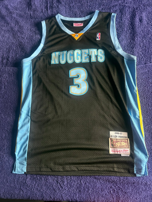 Denver Nuggets M&N NBA HardWood Classics Basketball Vest Large Iverson 3