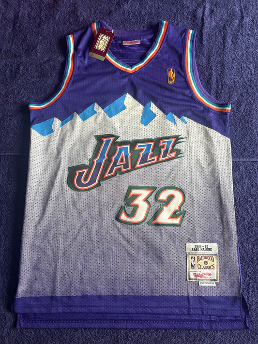 Utah Jazz M&N NBA HardWood Classics Basketball Vest Large Malone 32