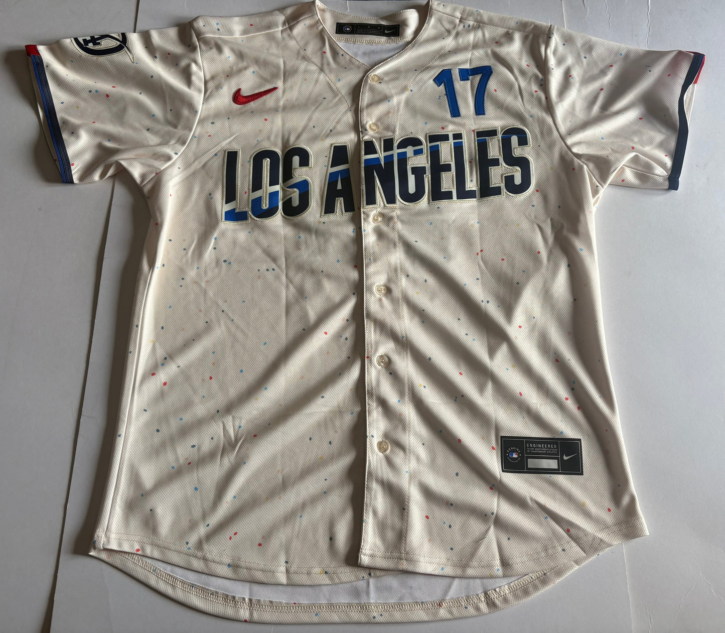 Los Angeles Dodgers Ohtani MLB Baseball Shirt 17 Cream Large