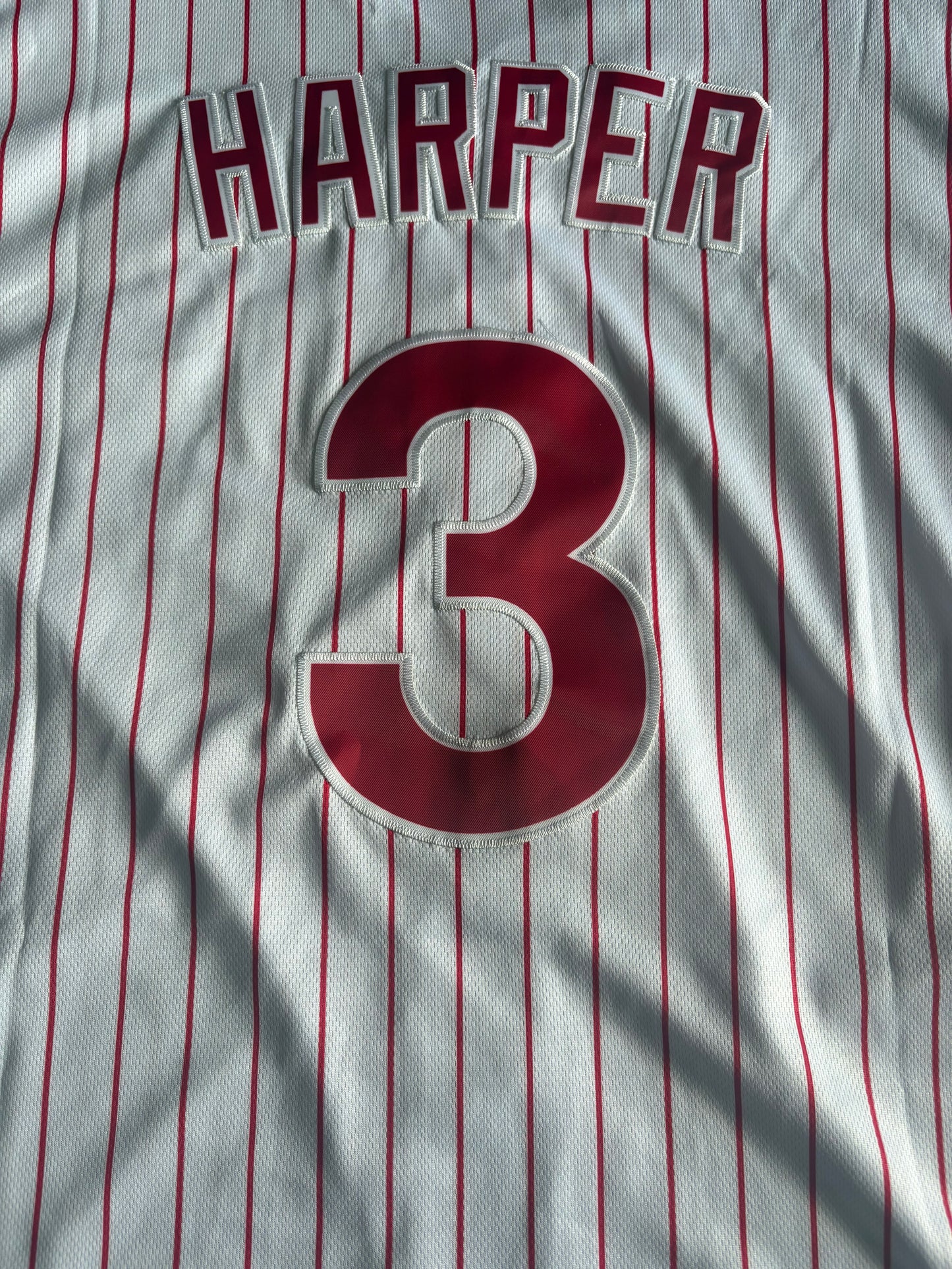 Philadelphia Phillies Harper MLB Baseball Shirt Pinstripe Red 3 Large