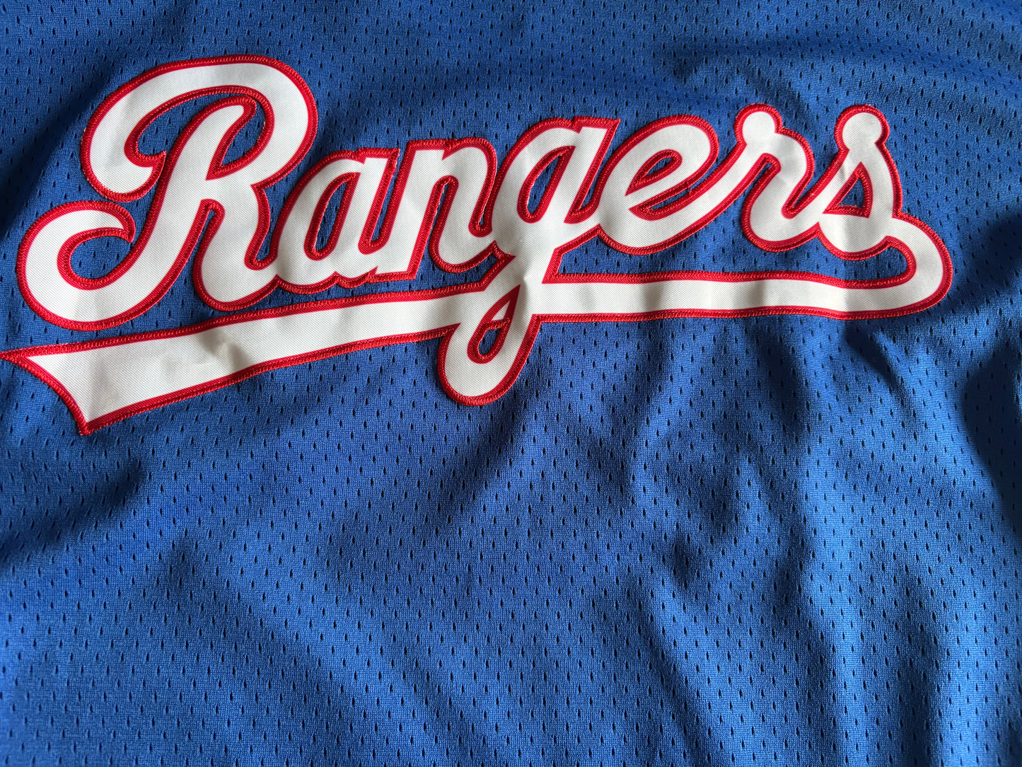 Texas Rangers MLB Baseball Shirt Large Cooperstown Collection Blue Ryan