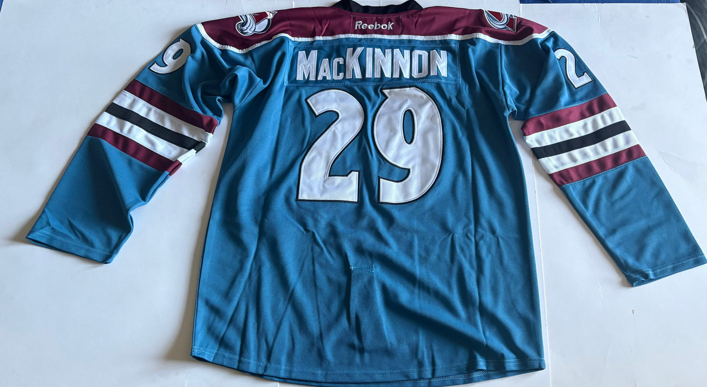 Colorado Avalanche Reebok CCM NHL Shirt Blue White Large MacKinnon 28 A