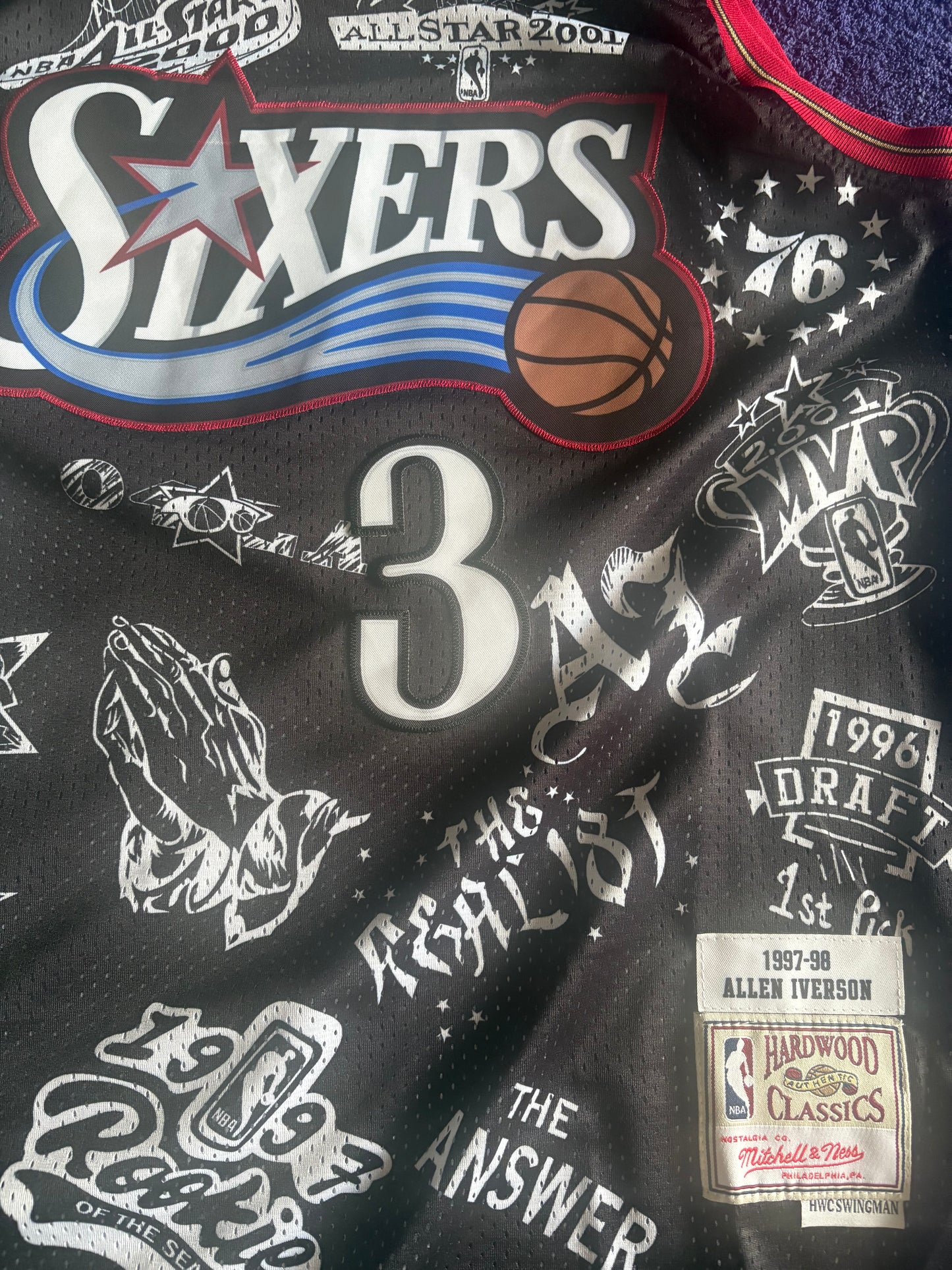 Philadelphian76ers NBA HardWood Classics Basketball Vest Large Iverson 3