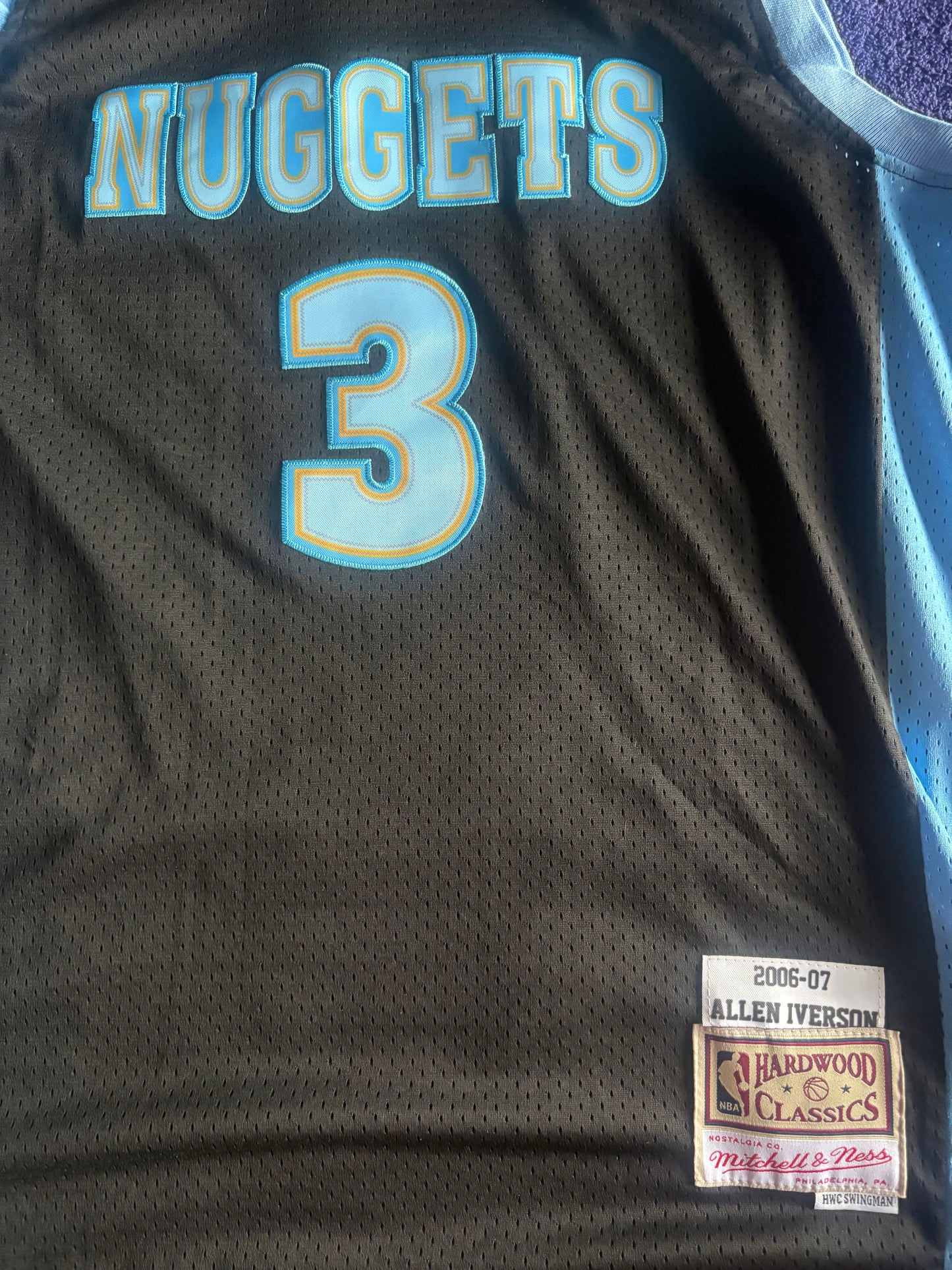 Denver Nuggets M&N NBA HardWood Classics Basketball Vest Large Iverson 3