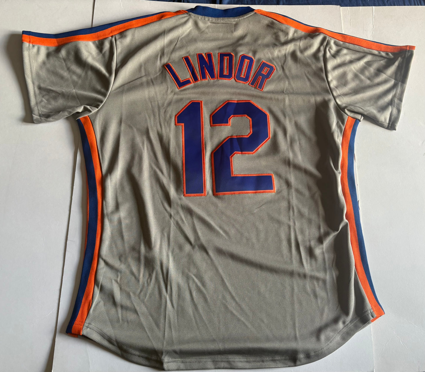 New York Mets MLB Baseball Shirt Large Lindor 12 Grey Cooperstown Collection