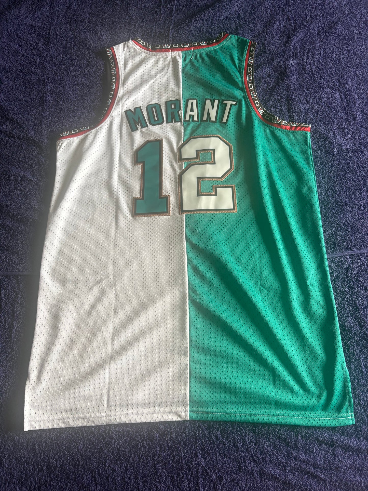 Memphis/Vancouver Grizzlies M&N NBA 1/2 & 1/2 HardWood Classics Basketball Vest Large Morant 12