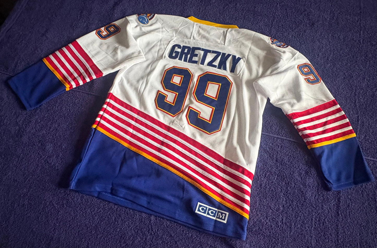 CCM Heroes of Hockey St Louis Blues NHL Hockey Shirt Size 50 Gretzky 99 C