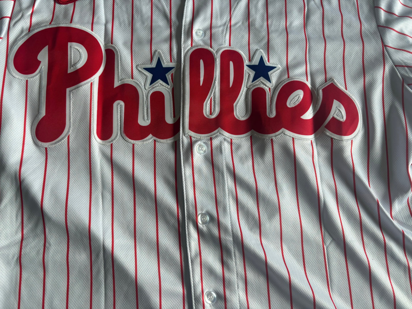 Philadelphia Phillies Harper MLB Baseball Shirt Pinstripe Red 3 Large
