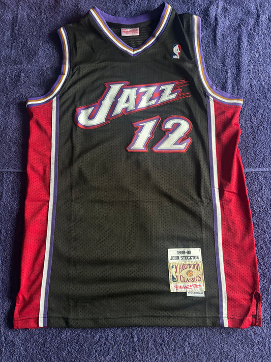 Utah Jazz M&N NBA HardWood Classics Basketball Vest Large Stockton 12