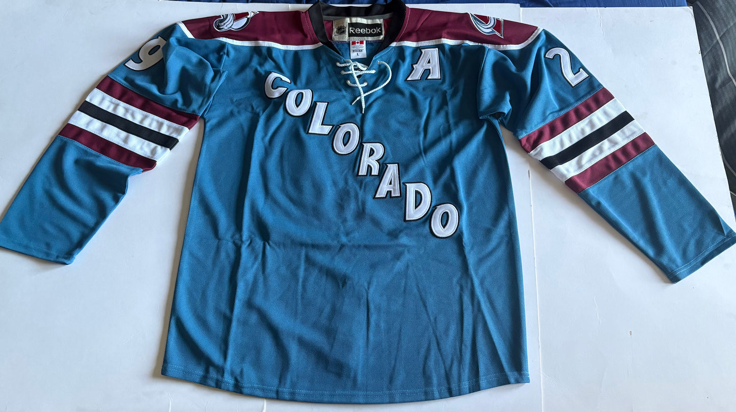 Colorado Avalanche Reebok CCM NHL Shirt Blue White Large MacKinnon 28 A