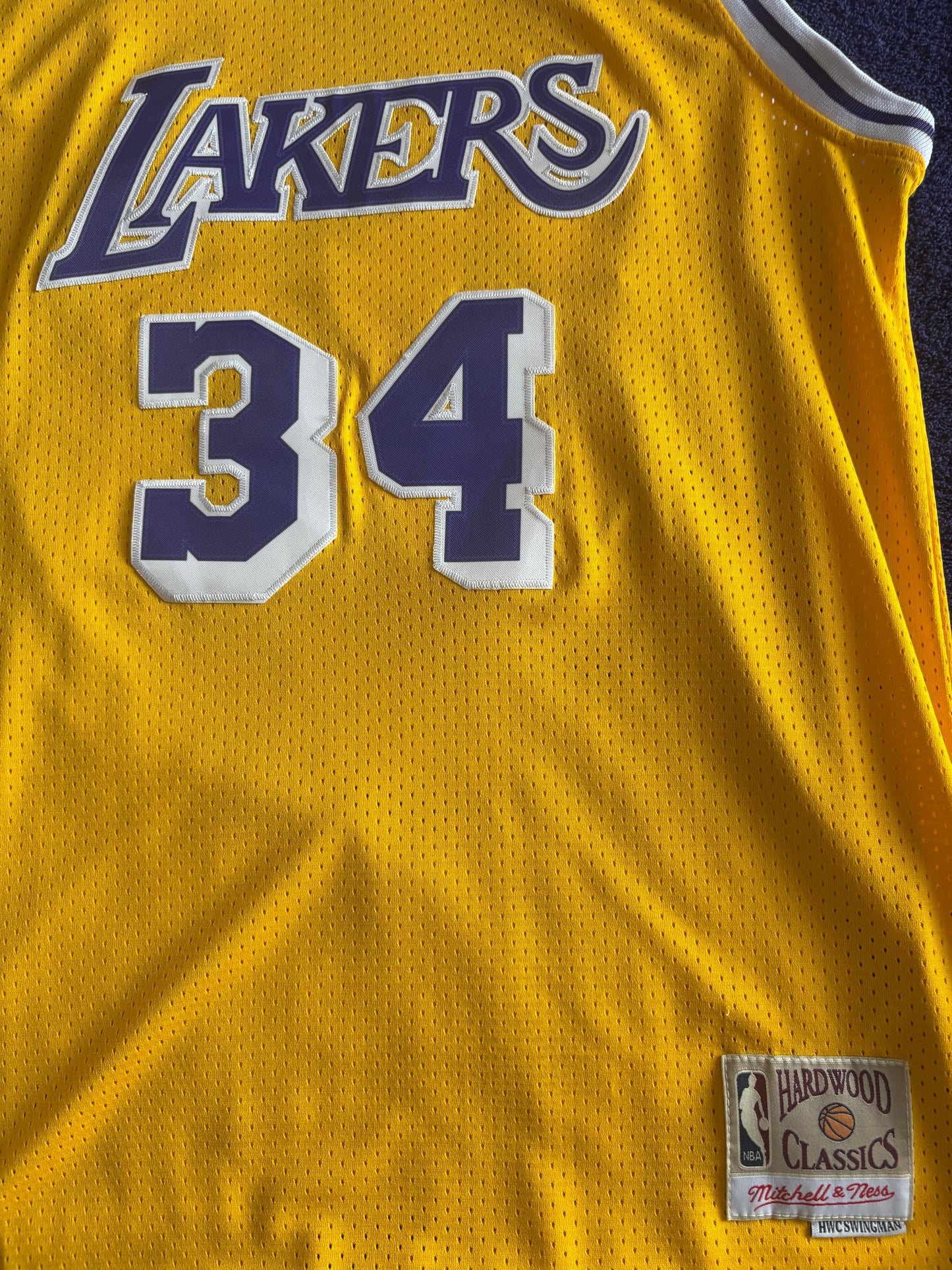 Los Angeles Lakers M&N NBA HardWood Classics Basketball Vest Large O’Neal 34