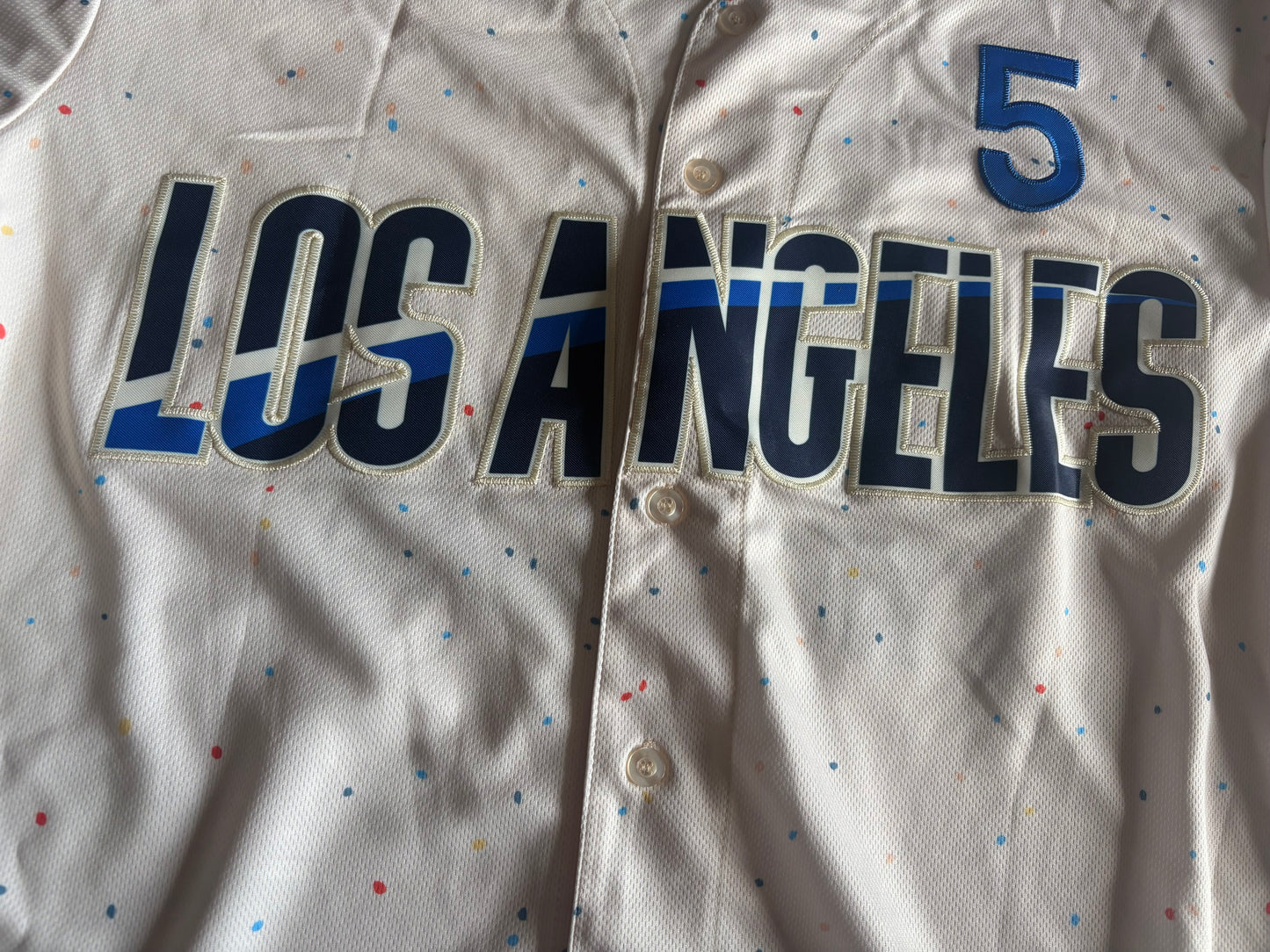 Los Angeles Dodgers Freeman MLB Baseball Shirt 5 Cream Large