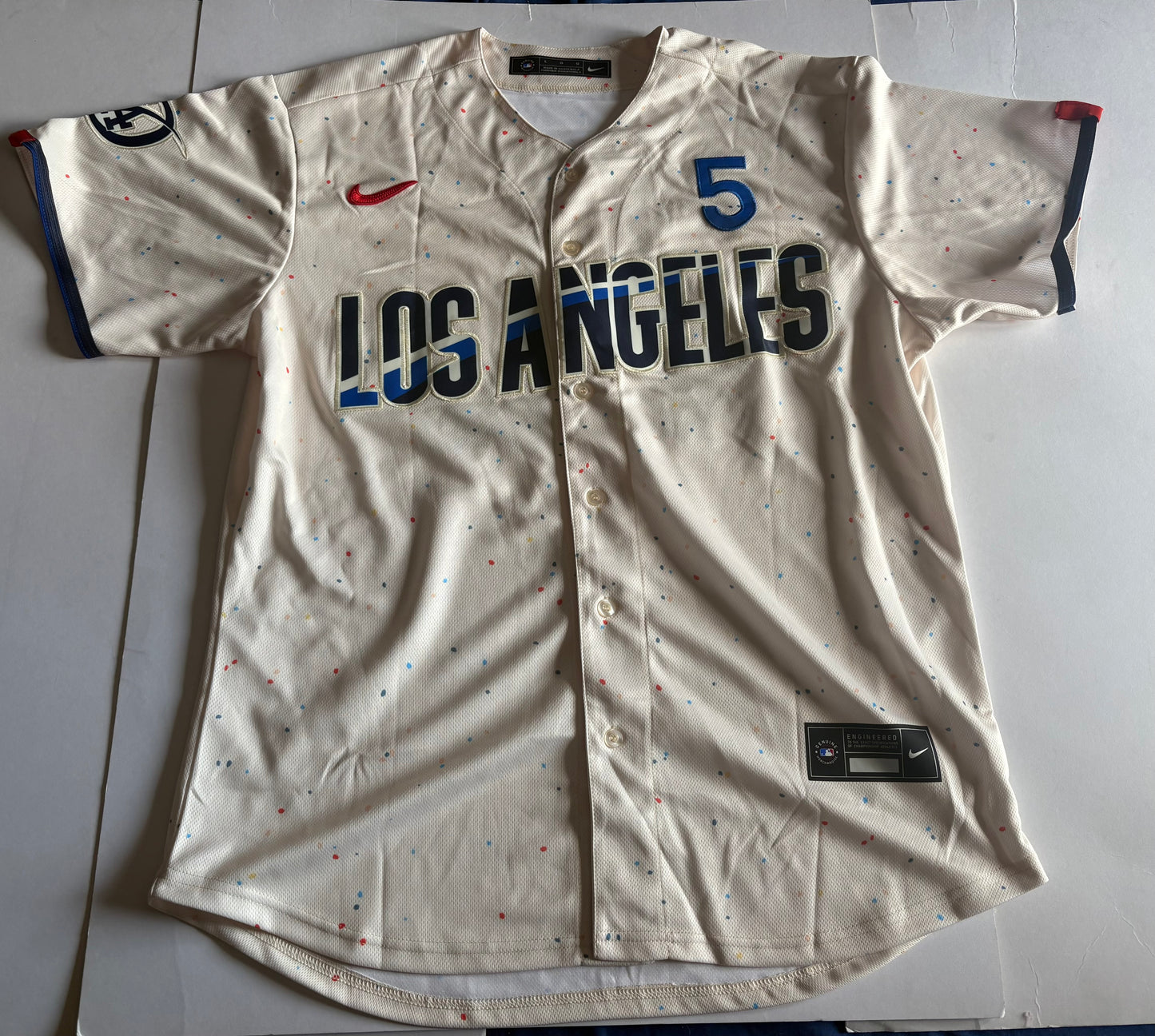 Los Angeles Dodgers Freeman MLB Baseball Shirt 5 Cream Large