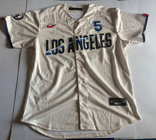 Los Angeles Dodgers Freeman MLB Baseball Shirt 5 Cream Large