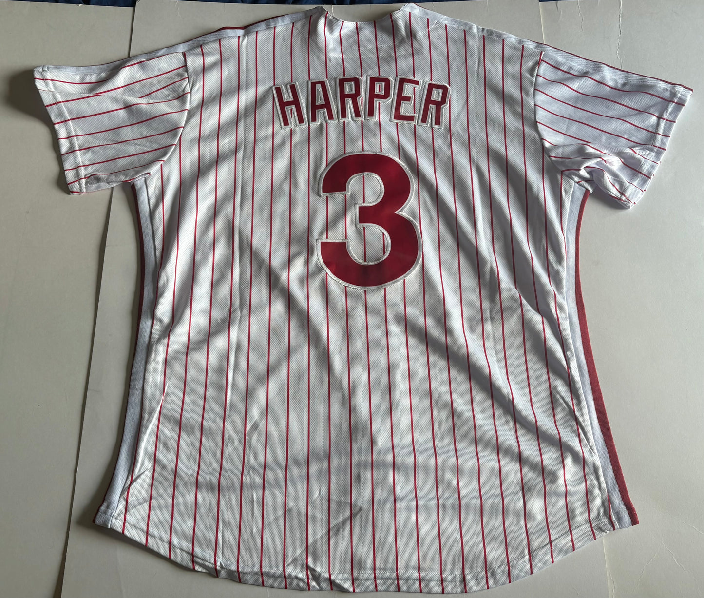 Philadelphia Phillies Harper MLB Baseball Shirt Pinstripe Red 3 Large