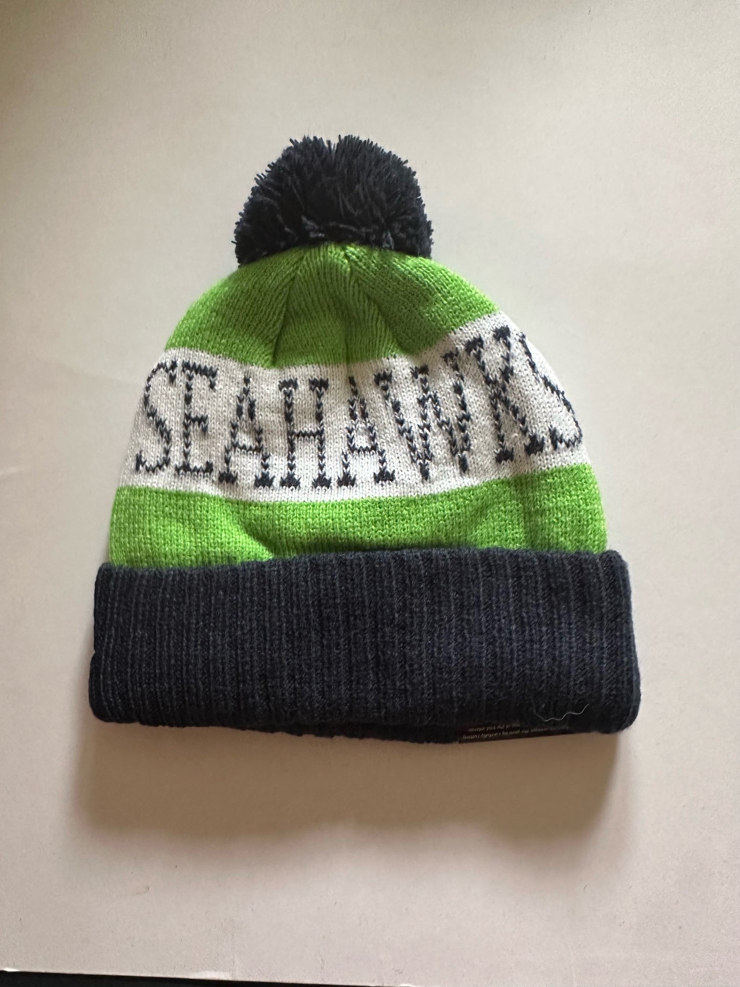 Seattle Seahawks NFL Bobble Beanie Multi Colour With Tags on