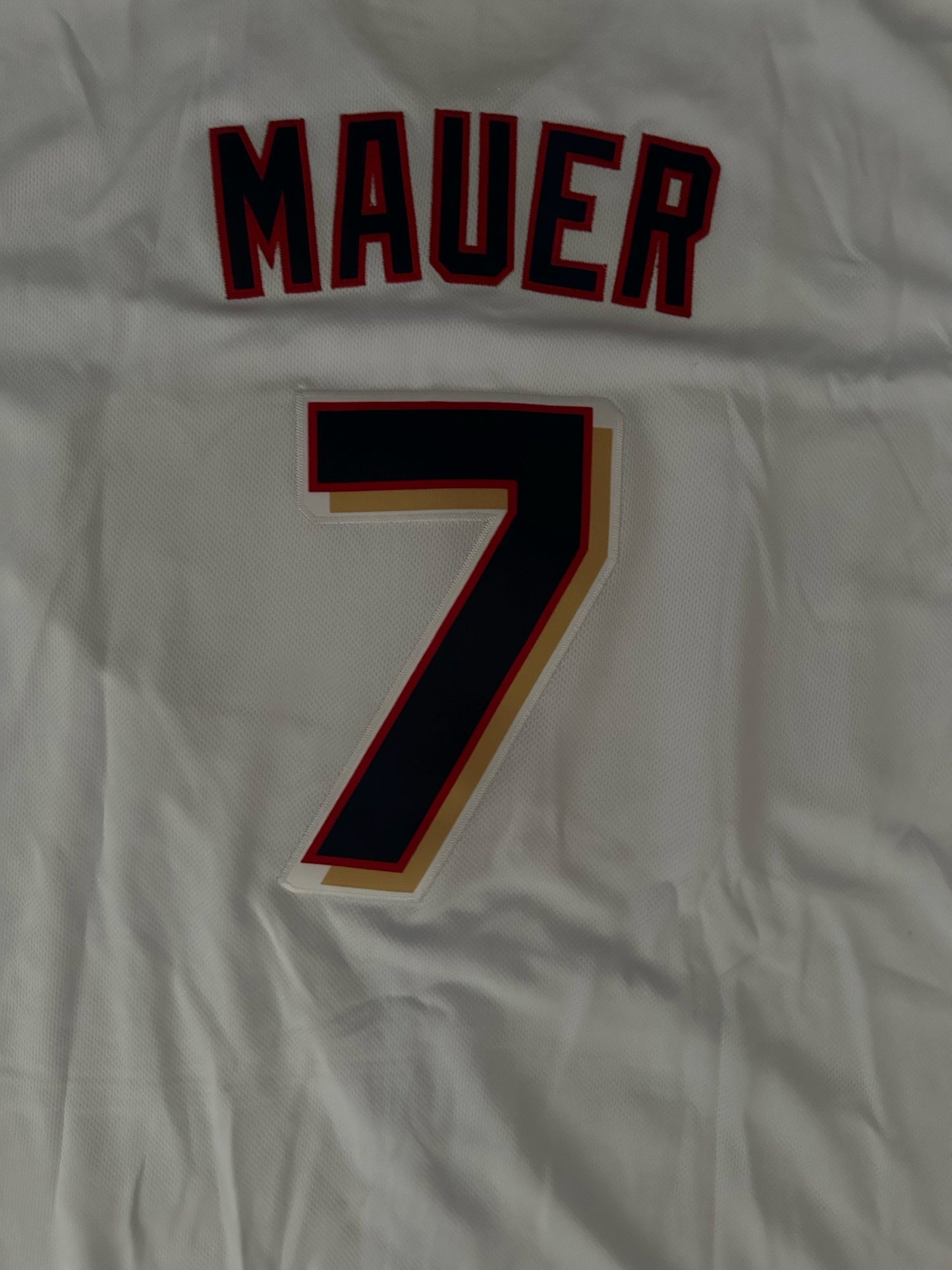 Minnesota Twins MLB Baseball Shirt Large Mauer 7 White