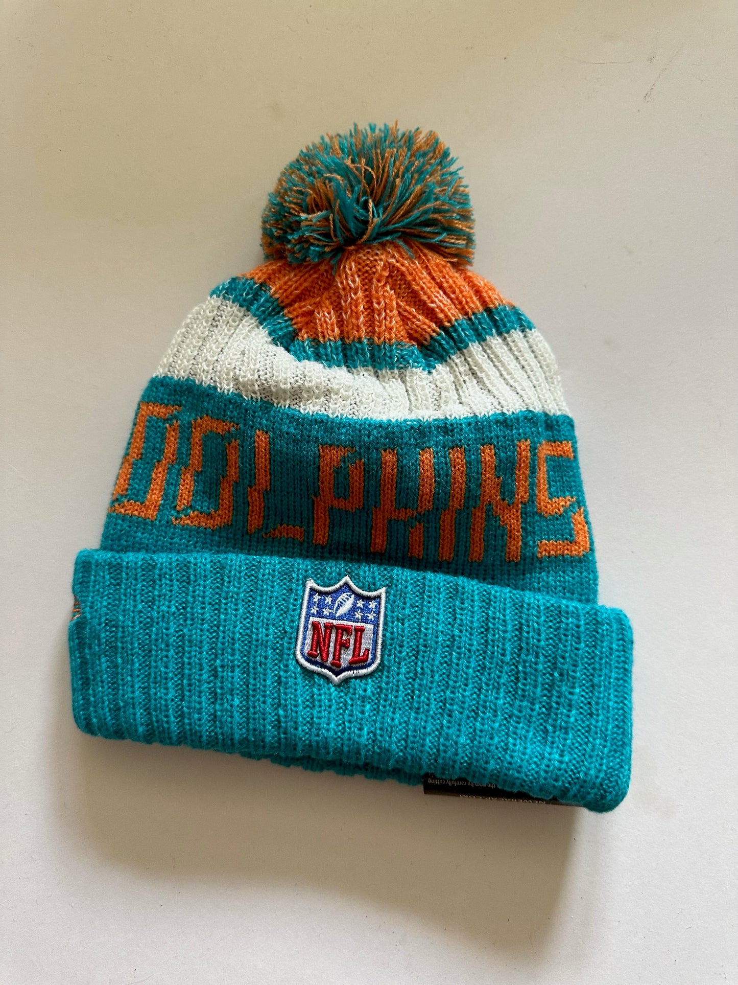 Miami Dolphins NFL Bobble Beanie Multi Colour With Tags on