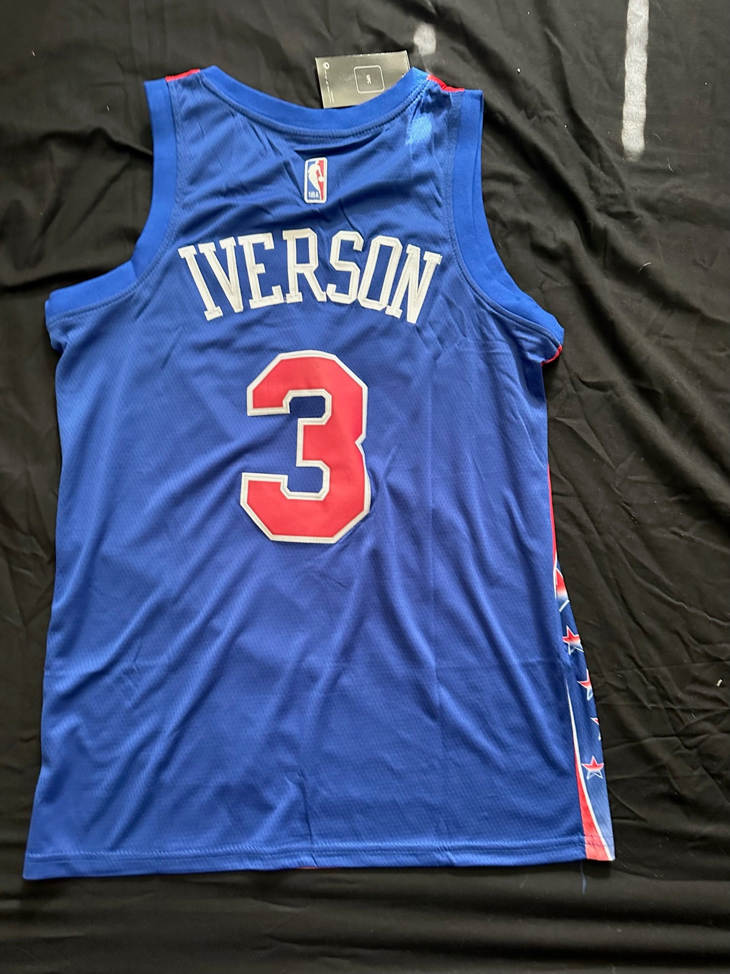 Retro Throwback Fan Basketball Vest Philadelphia 76ers Iverson Blue Large