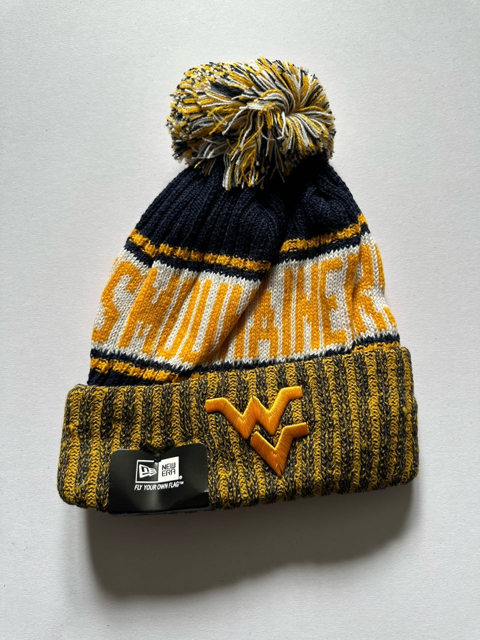 West Virginia Mountaineers NCAA Bobble Beanie Multi Colour Tags on