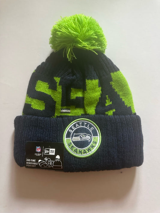 Seattle Seahawks NFL Bobble Beanie Multi Colour With Tags on