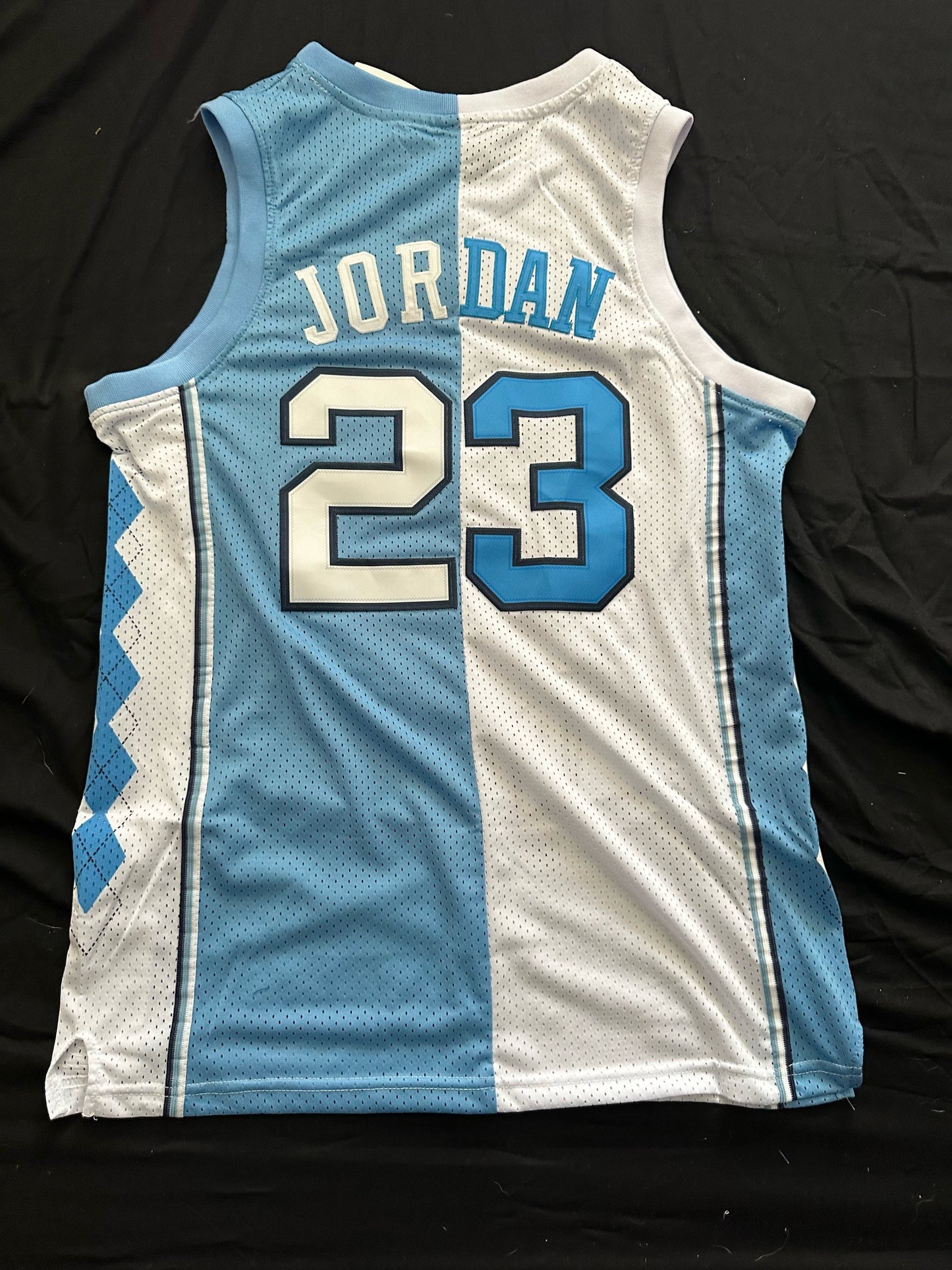 Retro 1/2& 1/2 North Carolina Tar Heels Jordan Basketball Vest Large Blue & White