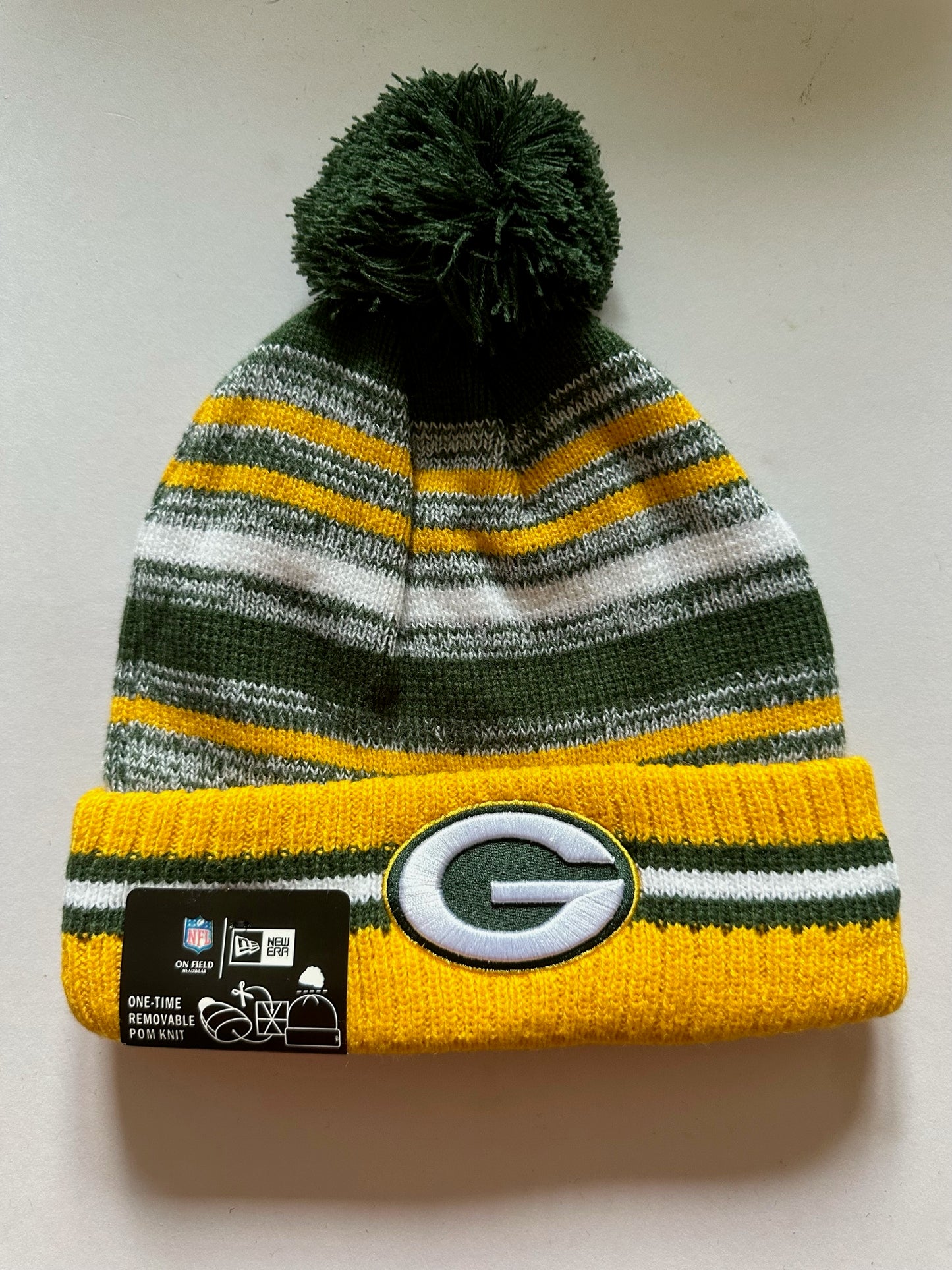Green Bay Packers NFL Bobble Beanie Multi Colour With Tags on