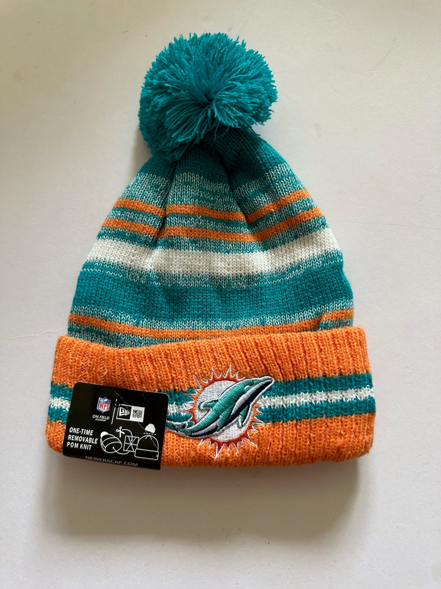 Miami Dolphins NFL Bobble Beanie Multi Colour With Tags on