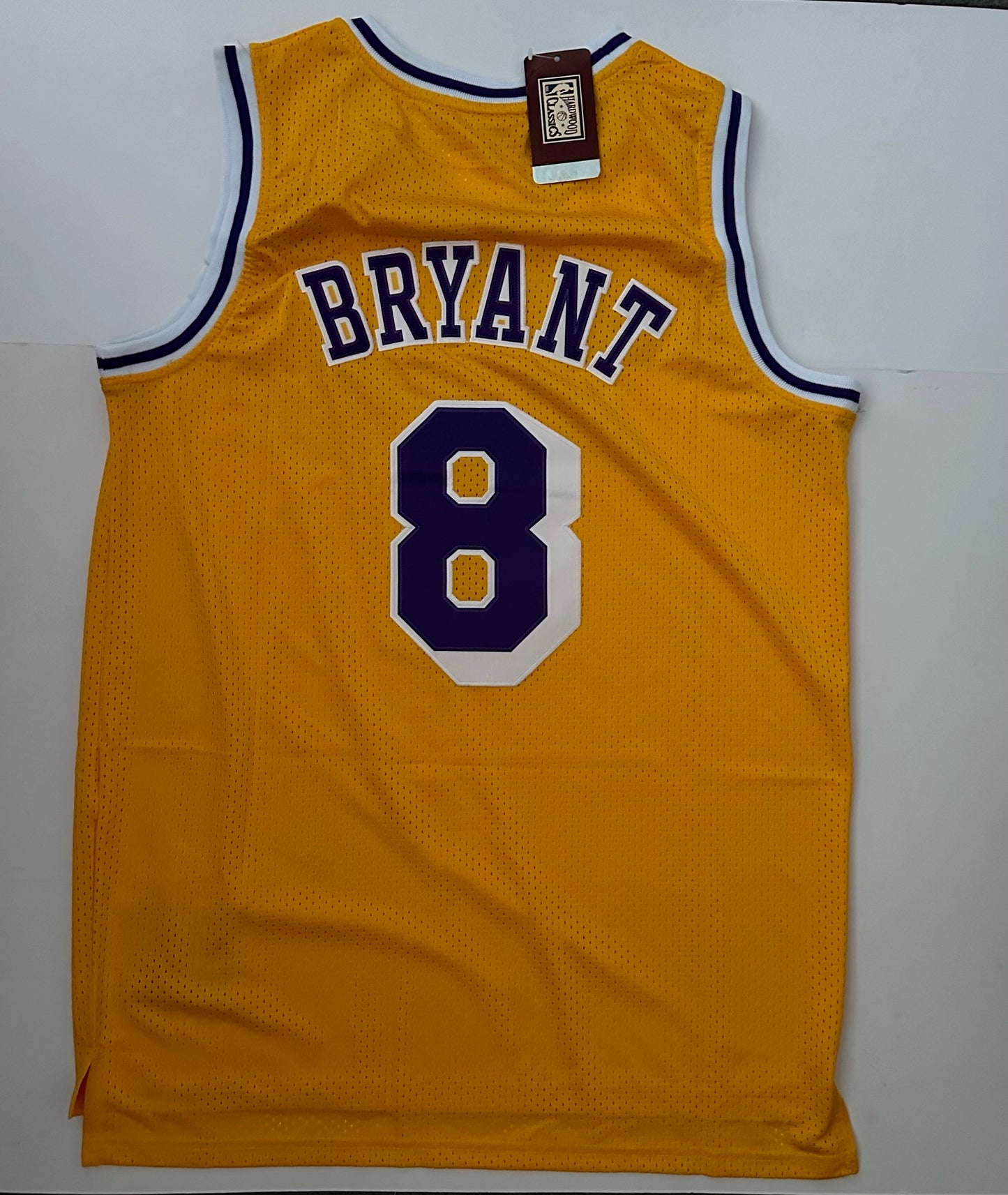 Los Angeles LA Lakers NBA Hardwood Classics Basketball Vest Large Bryant 8 Yellow