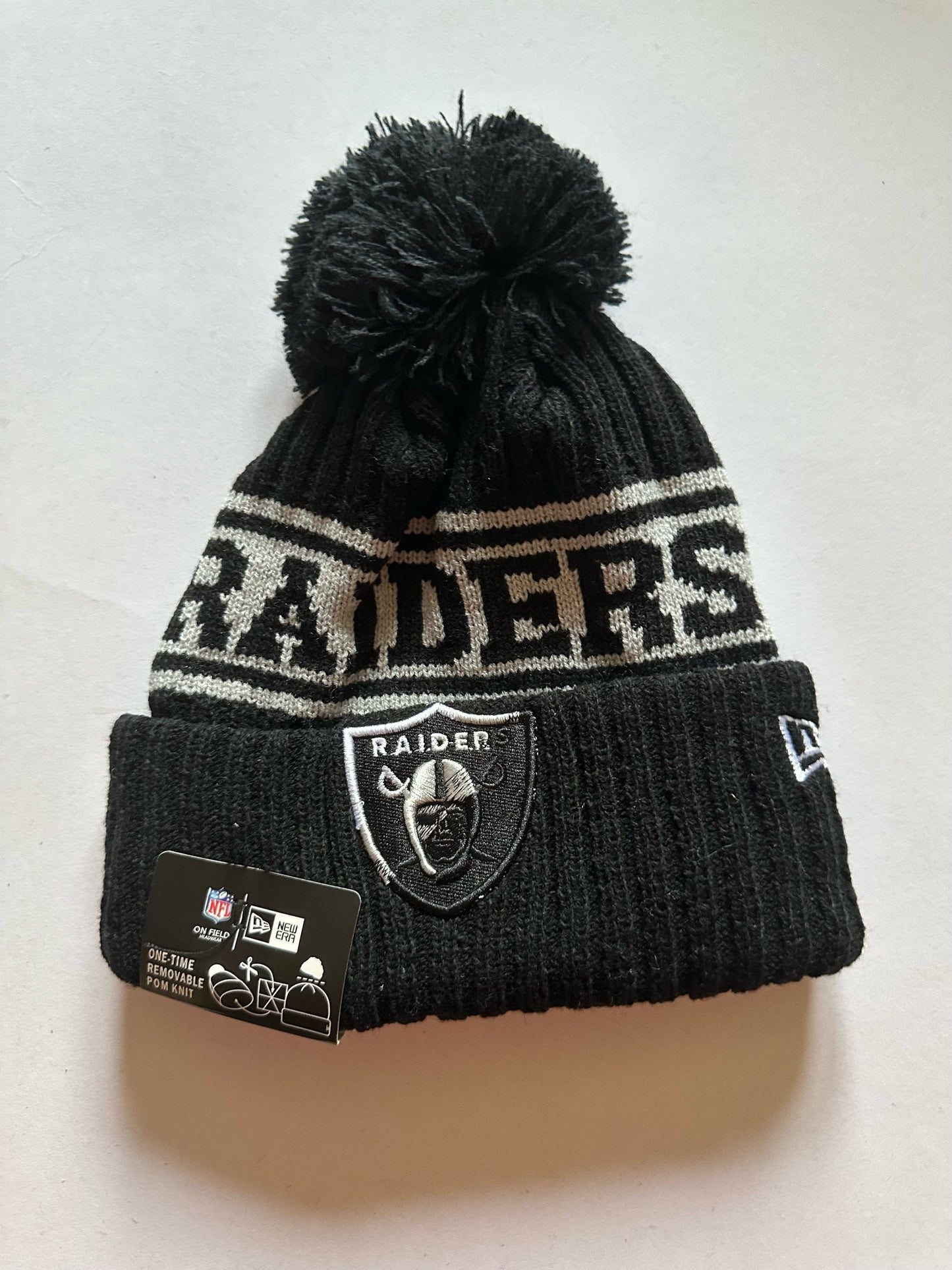 Las Vegas Raiders NFL Bobble Beanie Multi Colour With Tags on