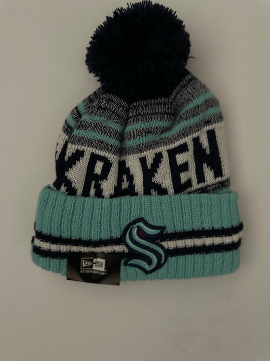 Seattle Kraken NHL Bobble Beanie Multi Colour With Tags on