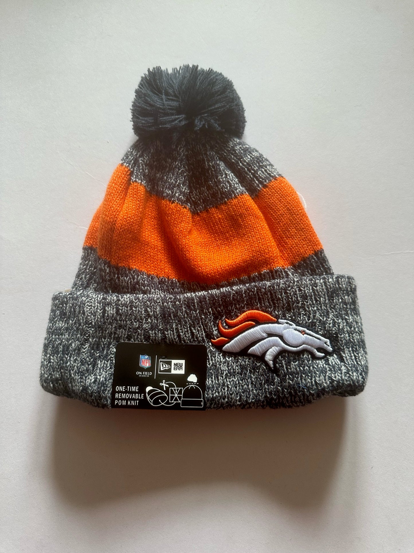 Denver Broncos NFL Bobble Beanie Multi Colour With Tags on