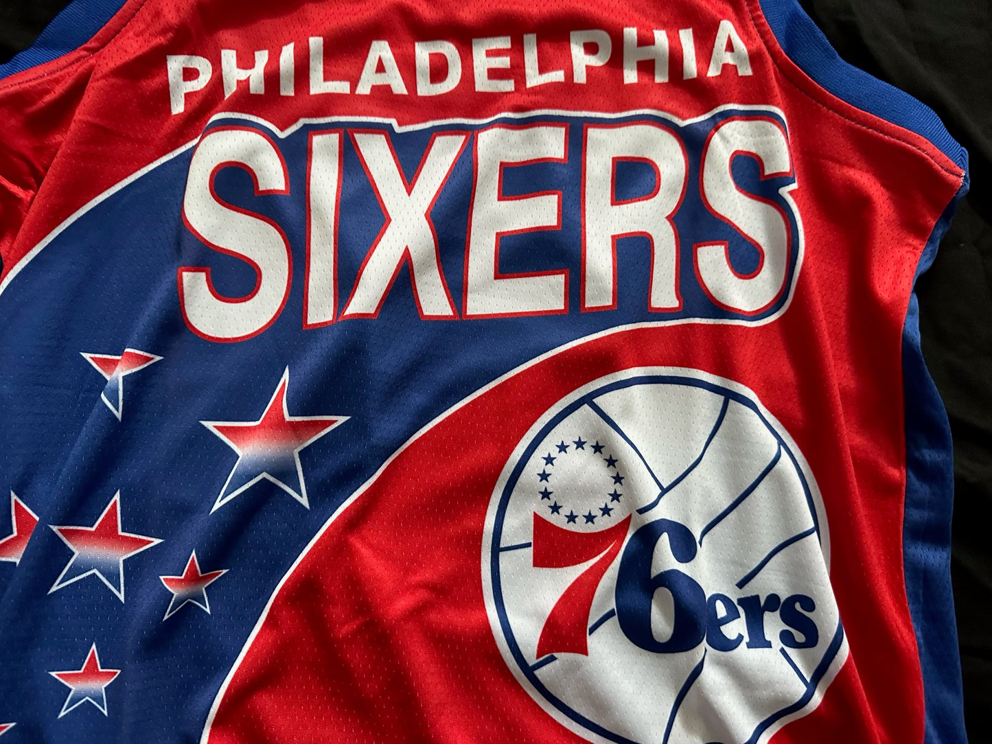 Retro Throwback Fan Basketball Vest Philadelphia 76ers Iverson Blue Large