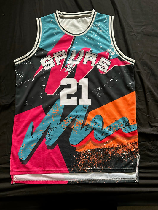 Retro Fan Summer Spurs Duncan Basketball Vest