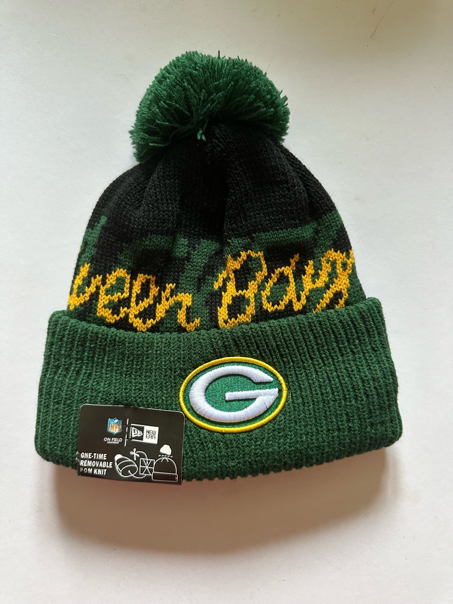 Green Bay Packers NFL Bobble Beanie Multi Colour With Tags on