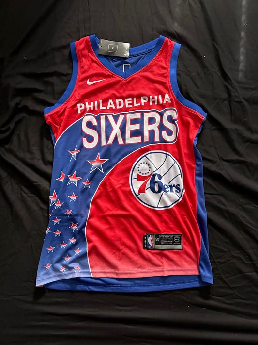 Retro Throwback Fan Basketball Vest Philadelphia 76ers Iverson Blue Large