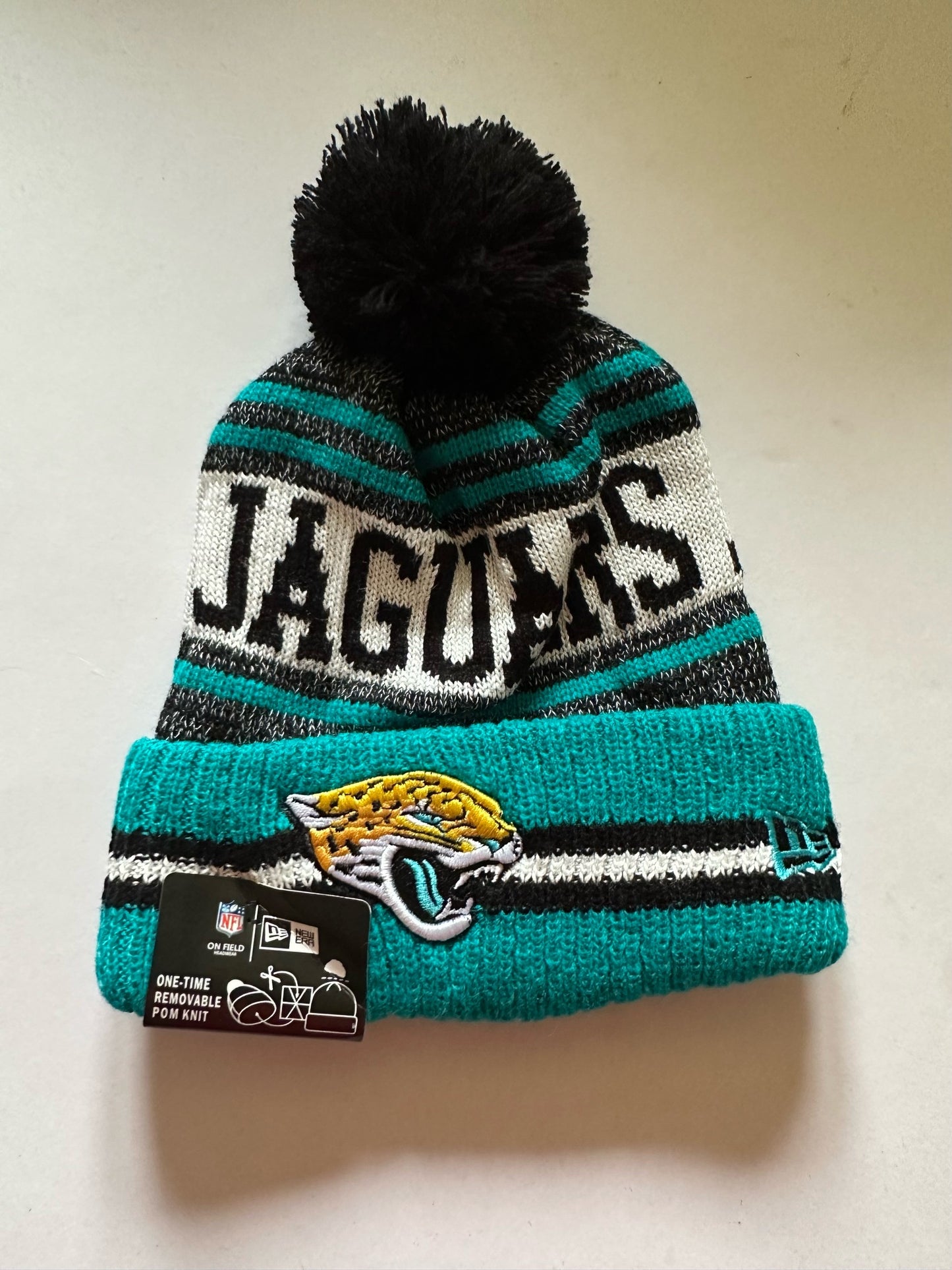 Jacksonville Jaguars NFL Bobble Beanie Multi Colour With Tags on