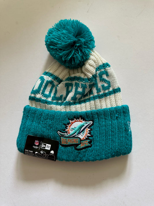 Miami Dolphins NFL Bobble Beanie Multi Colour With Tags on